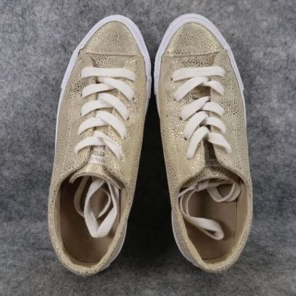 Converse All Star Sneakers Womens 5.5 Metallic Textured Leather Cap Toe Lace Up - Picture 1 of 9